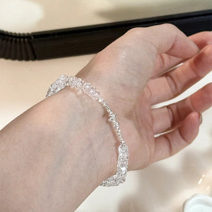 E廠【SB4211】S925純銀韓版小眾白水晶時尚手鍊碎銀子韓國設計感手飾女百搭 25.06-3