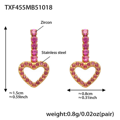 B廠【TXP455】不銹鋼滿鑽愛心鋯石項鍊手鍊耳環 鍍18k金歐美時尚輕奢首飾
 25.10-4