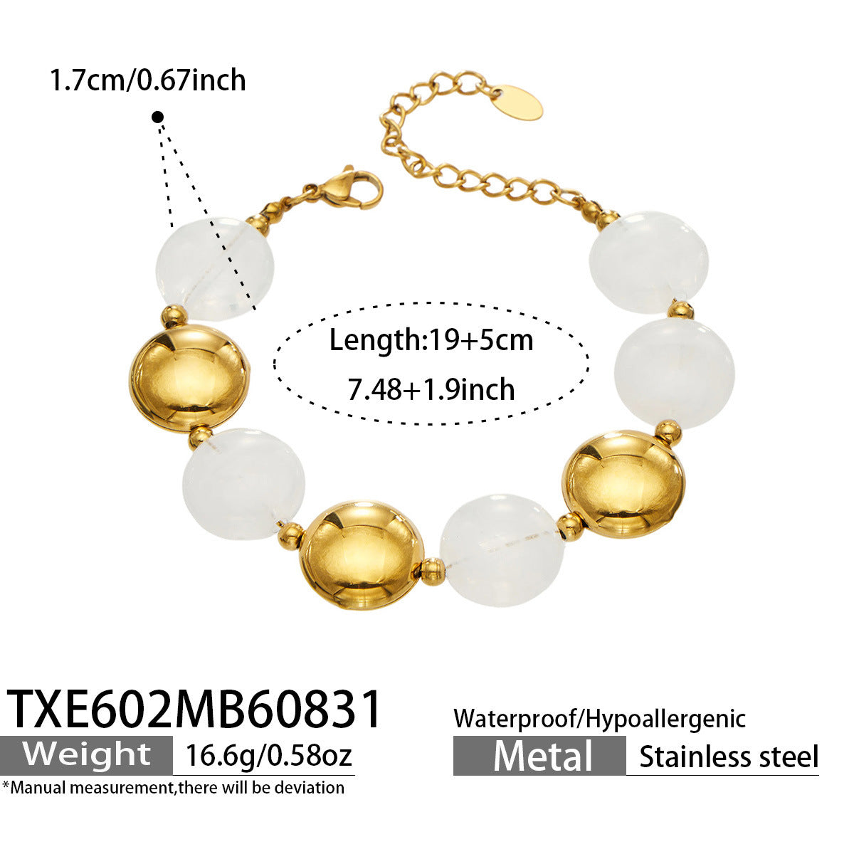 B廠【TXP602】跨境時尚復古鈦鋼樹脂圓珠女個性設計感氣質手鍊鎖骨鏈套裝 26.09-1