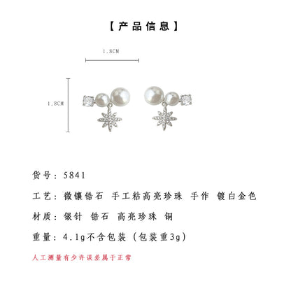 A廠【5841】八芒星微鑲鋯石925銀針時尚高級感小眾ins2025年新款耳環耳環 25.04-2