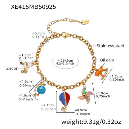 B廠【TXP415】新款飾品不鏽鋼滴油鋯石DIY多配件吊墜手鍊項鍊套組不掉色
 25.10-1