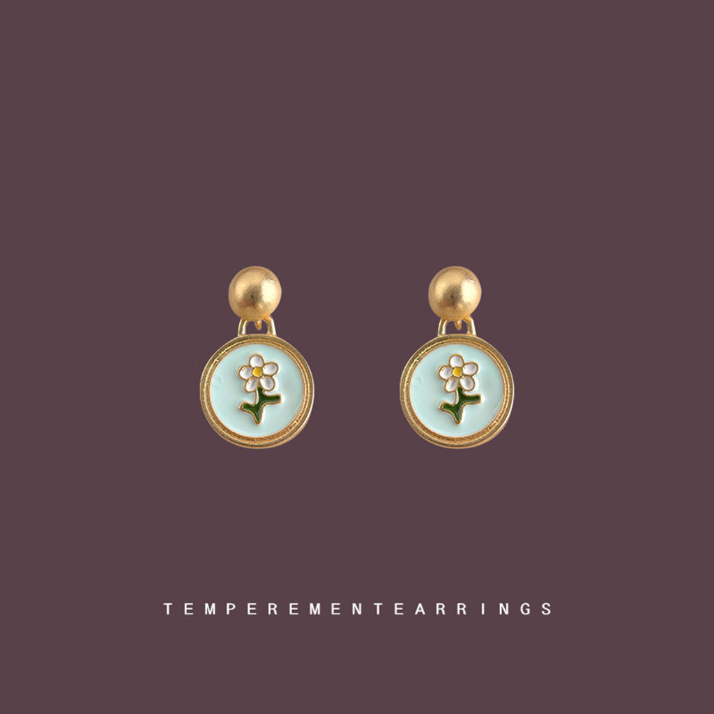 C廠【7083】小香風時尚高級感琺瑯滴釉彩繪花朵圓形幾何新款飾品
 25.11-2