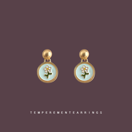 C廠【7083】小香風時尚高級感琺瑯滴釉彩繪花朵圓形幾何新款飾品
 25.11-2