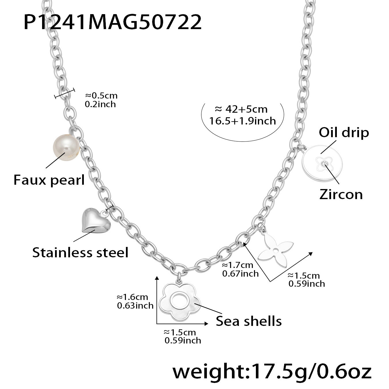 B廠【P1242】超閃5A鋯石皇冠愛心十字架花朵多配件項鍊不鏽鋼18k鍍真金 25.08-1
