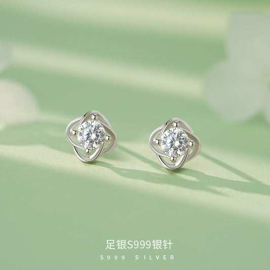 D廠【YCT_YC00015E】新款S999銀針輕奢四葉草耳環女高級感優雅高級氛圍感小眾耳飾
 26.04-3