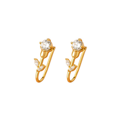 D廠【YC3928E】足銀S999高級感花鋯石耳環女輕奢清新韓風氣質小眾精緻耳飾
 26.03-2