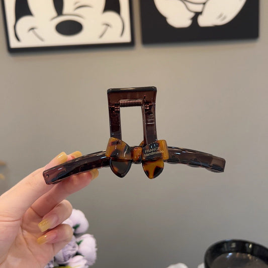 C廠【Y911】醋酸暈染豹紋蝴蝶結抓夾大號女高級感後腦勺盤髮鯊魚夾子髮夾髮飾
 25.12-2「C廠-單筆結帳需滿，NT$500出貨(不含運費)」