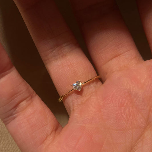 E廠【XDQ8841R】S925純銀簡約愛心白鋯極細戒指女ins風心形鋯石開口指環疊戴
 26.01-1