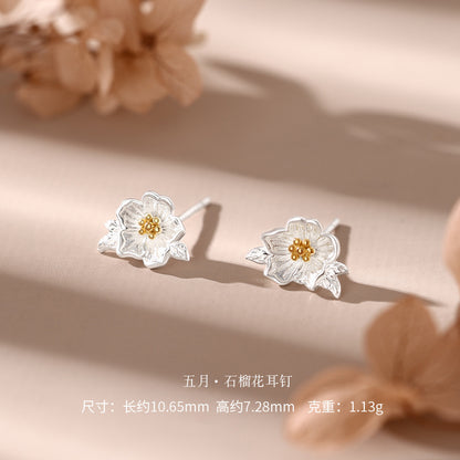 D廠【YC3383E】 足銀S999十二花神耳釘耳飾
 26.09-4