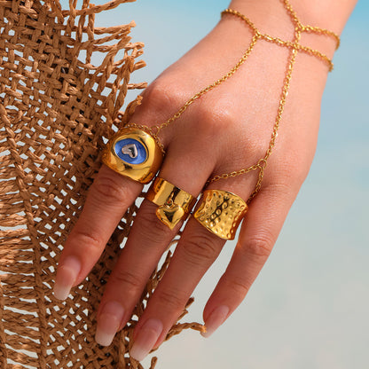 B廠【A742】歐美飾品凡高油畫愛心高拋光戒指不鏽鋼材質鍍18k真金保色 25.05-3