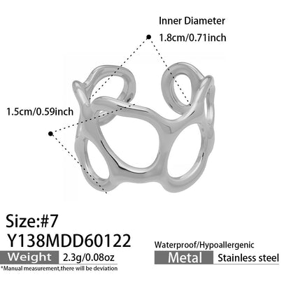 B廠【Y136】歐美ins簡約設計幾何型素圈戒指組合不鏽鋼鍍金小眾時尚開口指環
 26.01-4