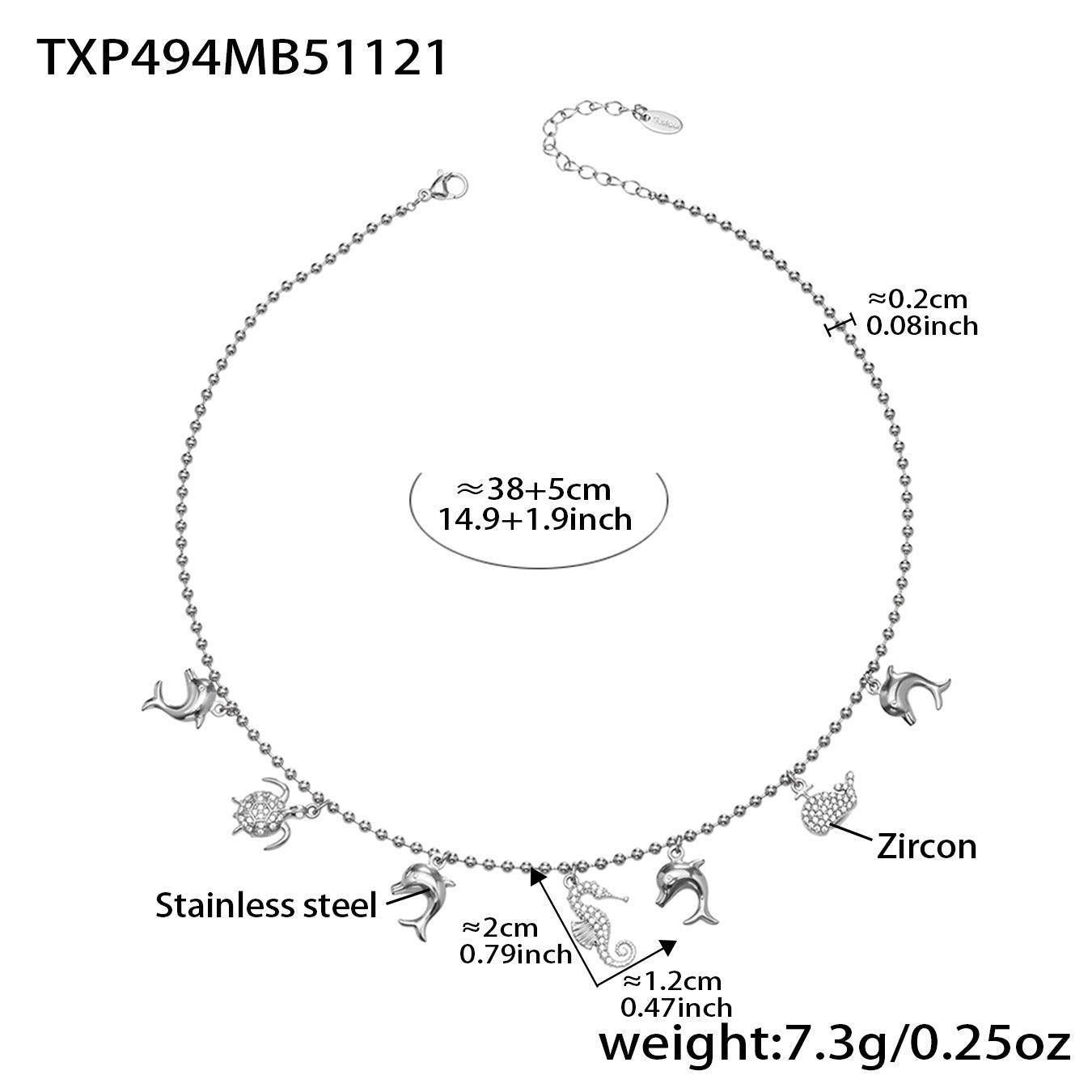 B廠【TXP494】海洋風DIY多吊墜滿鑽鋯石吊墜項鍊手鍊手鍊套組不銹鋼鍍18k真金
 25.11-4