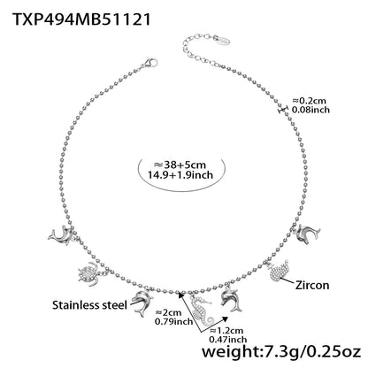 B廠【TXP494】海洋風DIY多吊墜滿鑽鋯石吊墜項鍊手鍊手鍊套組不銹鋼鍍18k真金
 25.11-4