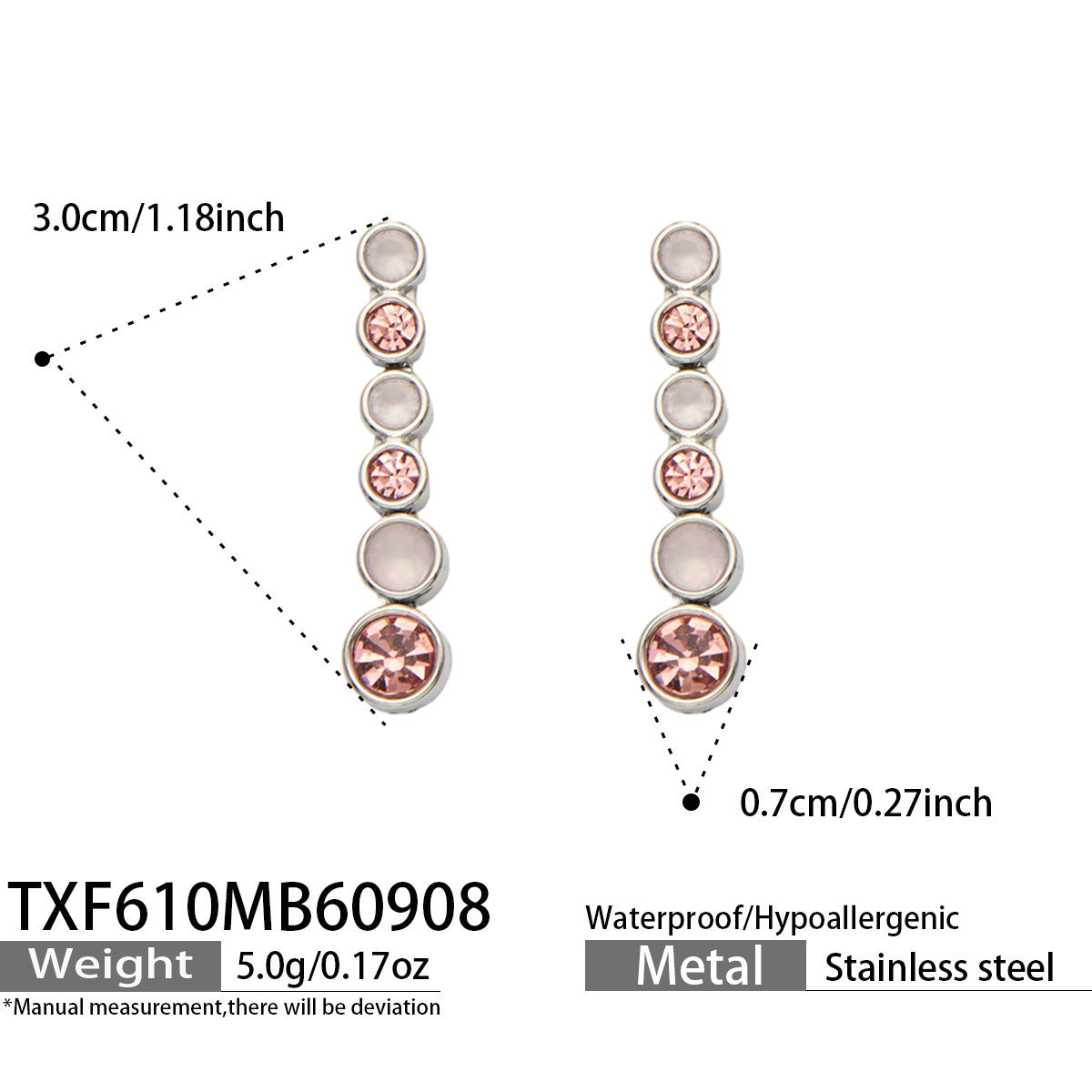 B廠【TXP610】跨境歐美不銹鋼鍍金圓形鋯石項鍊高級感簡約手鍊耳環可疊戴飾品女
 26.09-3