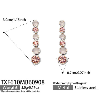 B廠【TXP610】跨境歐美不銹鋼鍍金圓形鋯石項鍊高級感簡約手鍊耳環可疊戴飾品女
 26.09-3