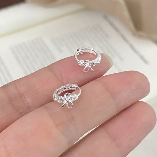 E廠【XDQ11061E】S925純銀甜美芭蕾風鏤空蝴蝶結耳環女簡約設計感氣質耳環耳飾
 25.12-2