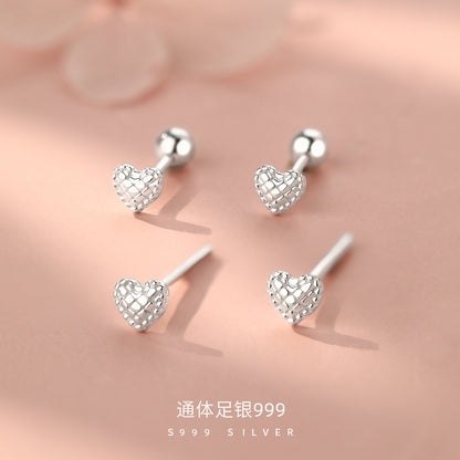 D廠【YC4834E】足銀S999愛心菱格螺絲耳環質感立體韓風甜美簡約小眾耳飾
 26.09-3