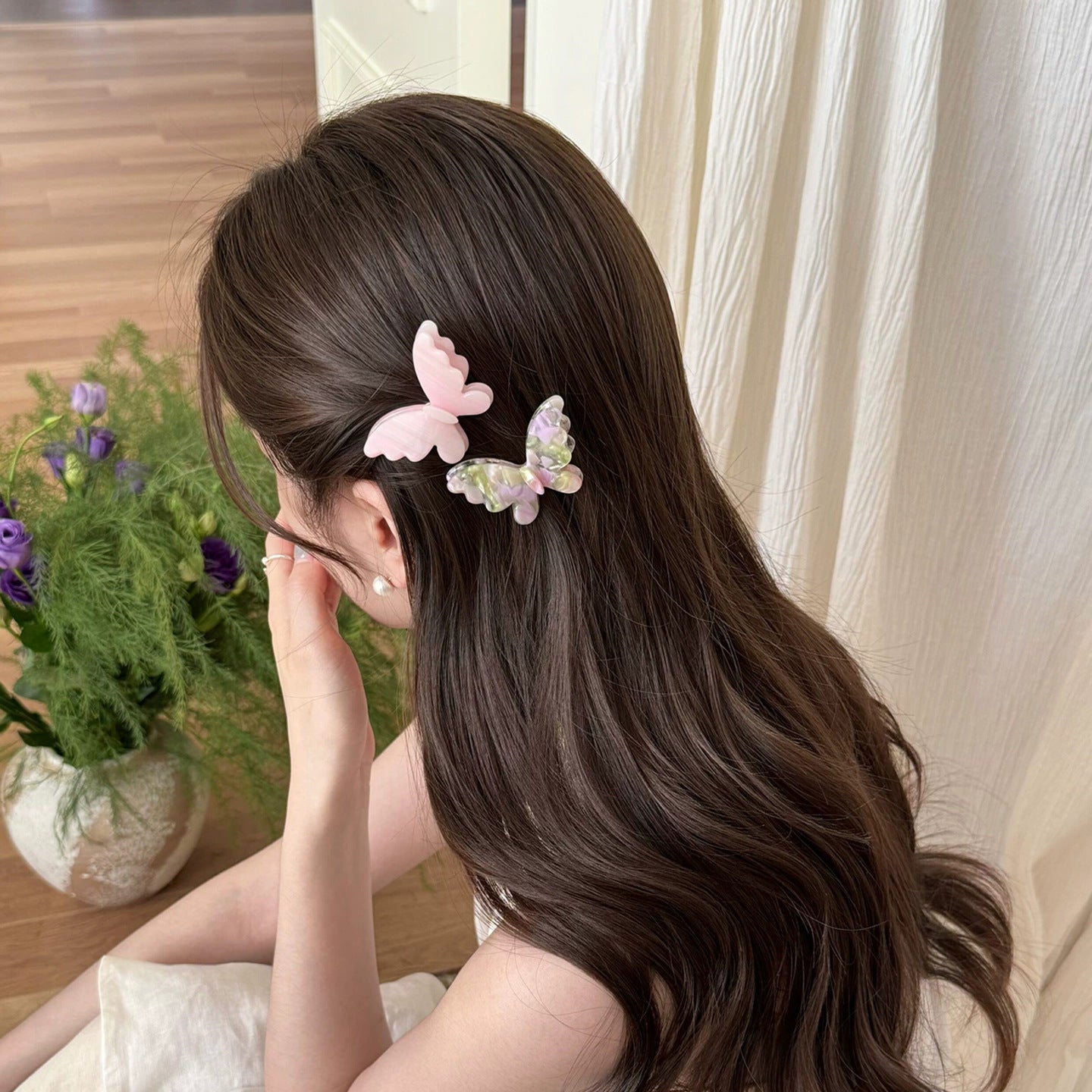 C廠【X482】甜美醋酸蝴蝶髮夾女2026新款半紮髮瀏海夾簡約百搭側邊夾髮卡頭飾
 26.06-3