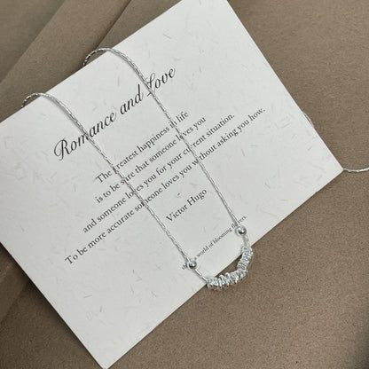 E廠【DQ0649N】S925純銀簡約不規則紋理圓環項鍊女輕奢奢華都會高級感鎖骨鏈百搭 25.07-4