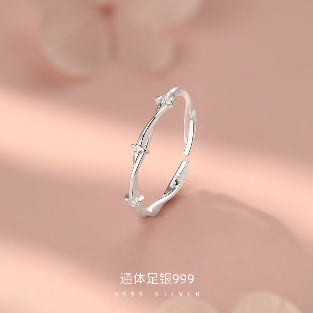 D廠【YC3405R】足銀S999莫比烏斯四芒星戒指 
 26.10-1