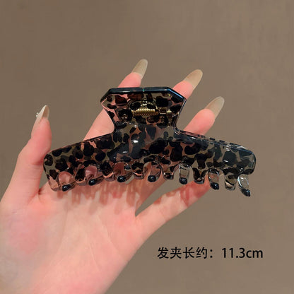 C廠【X547】黑豹紋抓夾透色高級感大盤髮夾後腦勺半扎鯊魚夾髮飾新款髮夾女 26.07-1「C廠-單筆結帳需滿，NT$500出貨(不含運費)」