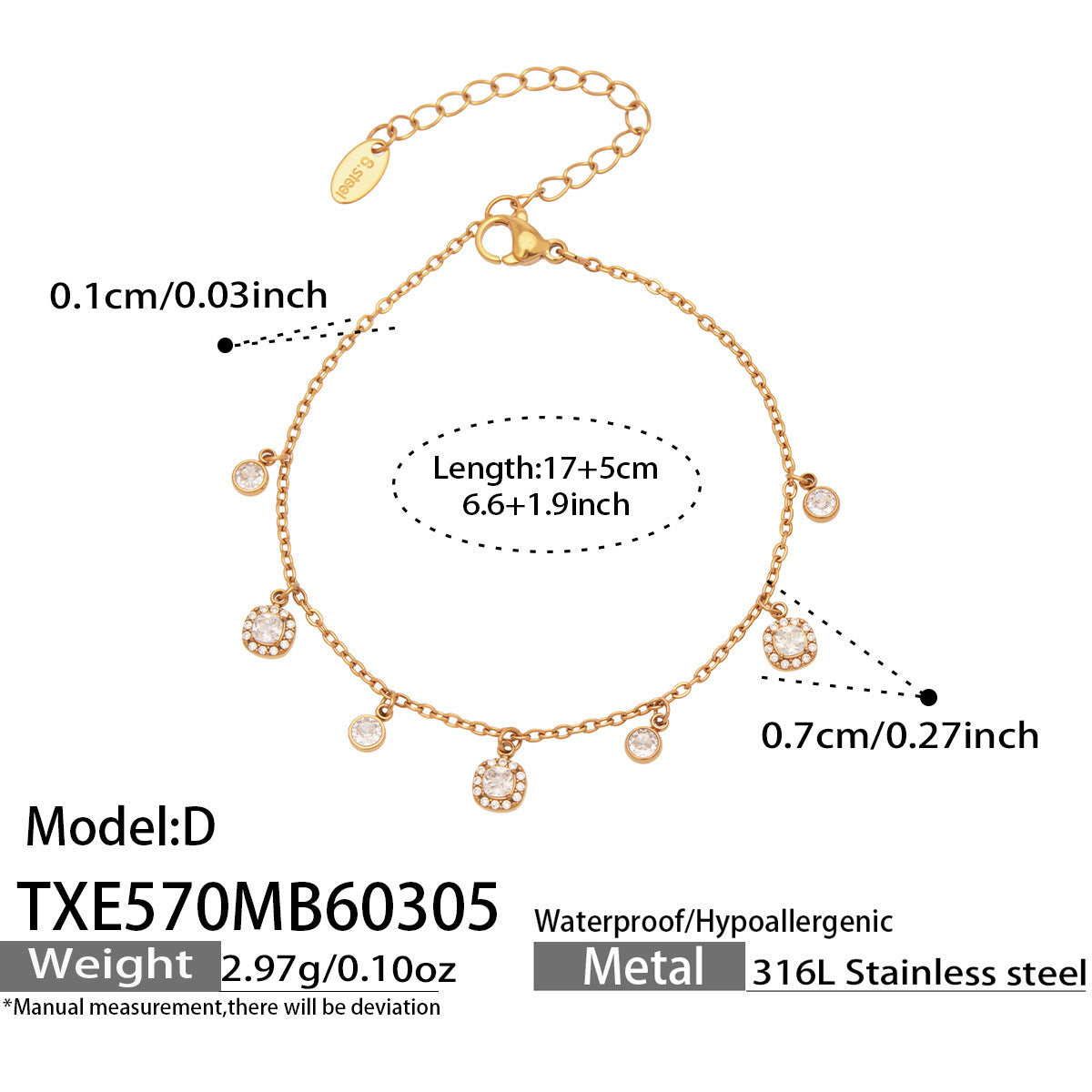B廠【TXP570】歐美時尚新款小號8字花滿鑽5A鋯石設計DIY多配件項鍊手鍊組合套
 26.03-2