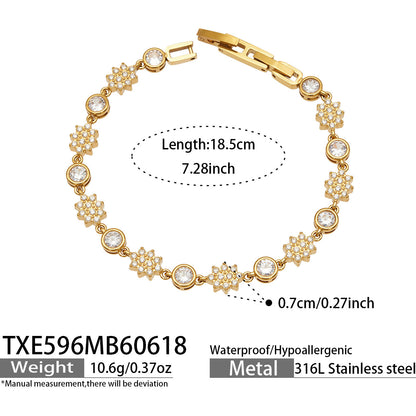 B廠【TXP594】歐美熱銷四葉花超閃滿鑽鋯石DIY多配件項鍊手鍊套組不鏽鋼鍍18k金
 26.06-4