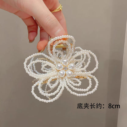 C廠【X74】韓國高級感珍珠花朵抓夾氣質百搭半紮髮鯊魚夾2026新款盤髮夾髮飾
 26.04-1「C廠-單筆結帳需滿，NT$500出貨(不含運費)」