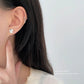 E廠【YC8761E-YC8762E】S999足銀甜美鑲鑽光面花朵耳環女小眾設計感小清新耳飾品 24.02-3