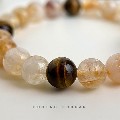 A廠【S253】天然石黃塔晶虎眼石原創設計新中式景區熱賣水晶手鍊民族風手飾女 25.03-4