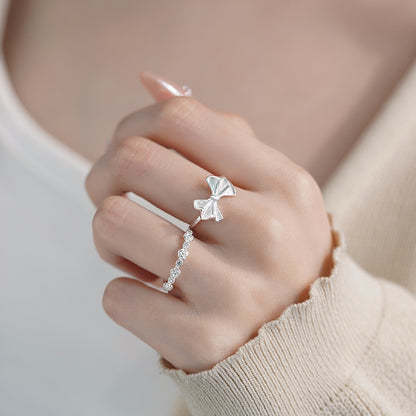 D廠【YC4374R】S925純銀蝴蝶結戒指搭配甜美多款式精緻韓風可愛公主手飾 25.03-3