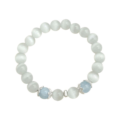 A廠【5802】玻璃貓眼石海藍寶水晶手串國潮原創設計手工新款手鍊民族風手飾女 25.05-1