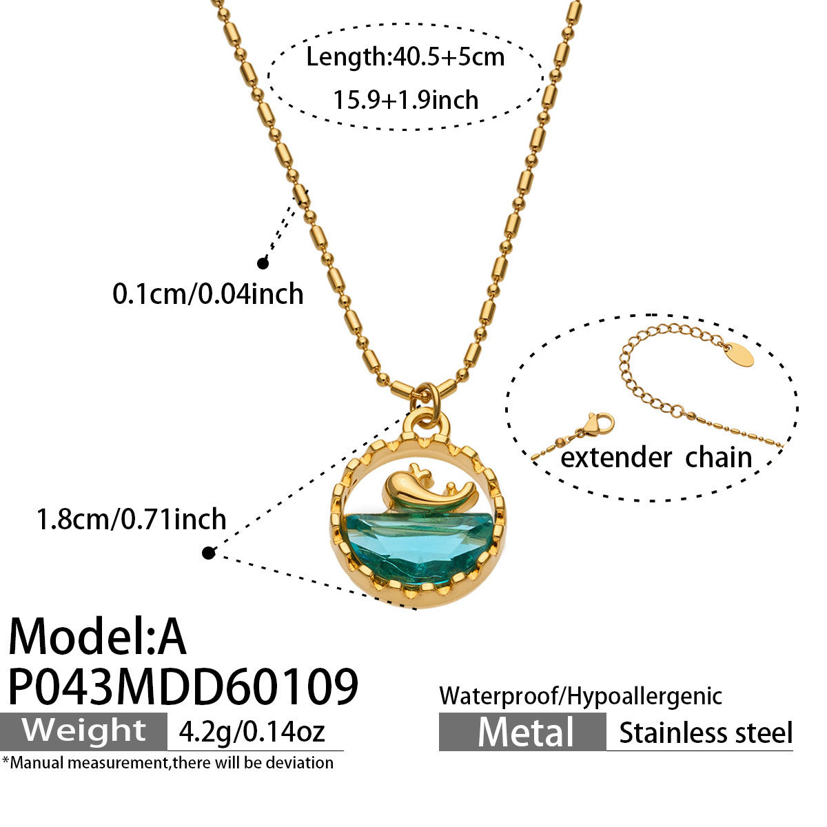 B廠【P043】海洋系列鯨生有你鯨魚海星滴油吊墜不鏽鋼鍍18K金項鍊小眾設計感
 26.04-5