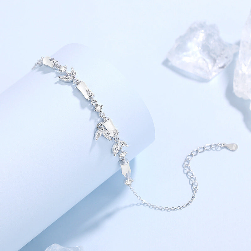 E廠【DQ1230S】原創清冷感白玉髓竹節手鍊女S925純銀新中式小眾百搭手飾銀飾
 26.03-2