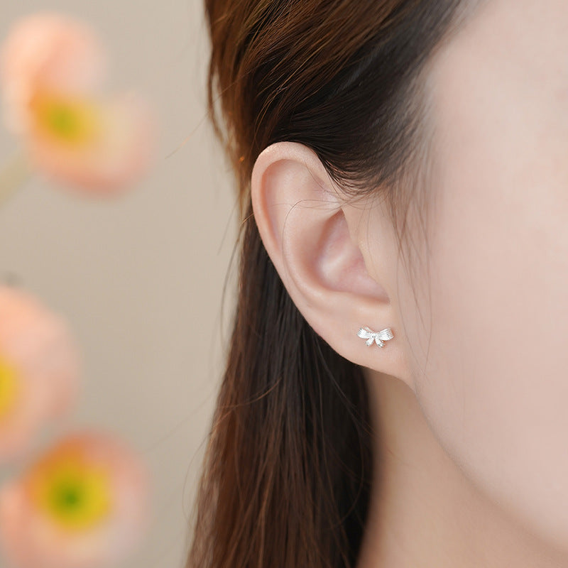 E廠【YC3233E】足銀S999清新蝴蝶結耳環女田園風輕奢可愛甜美女生百搭耳飾
 25.11-1