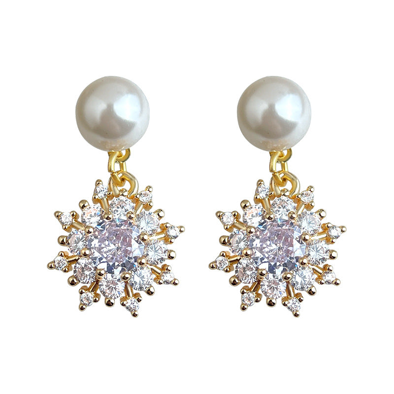 C廠【7078】時尚輕奢高級感鋯石雪花珍珠氣質唯美新款手工耳飾
 25.11-2