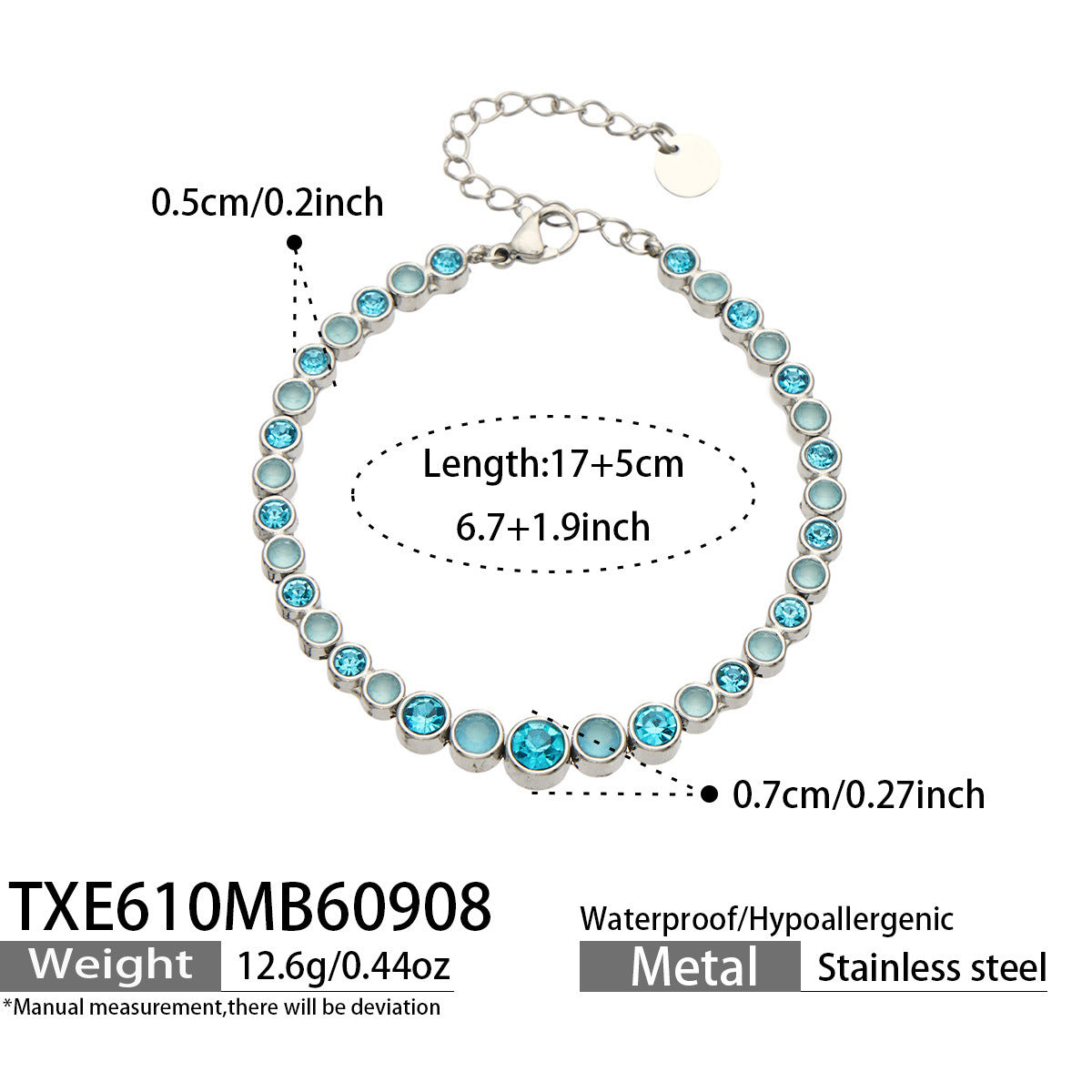 B廠【TXP610】跨境歐美不銹鋼鍍金圓形鋯石項鍊高級感簡約手鍊耳環可疊戴飾品女
 26.09-3