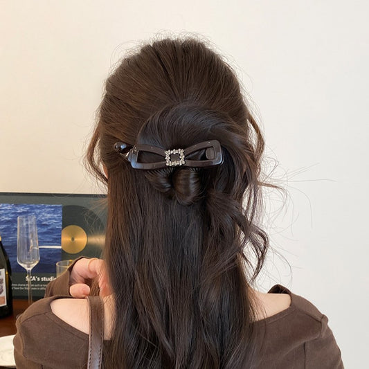 C廠【X27】精緻輕奢水鑽香蕉夾女高級氣質垂直夾簡約百搭後腦勺髮夾高馬尾抓夾
 26.03-3