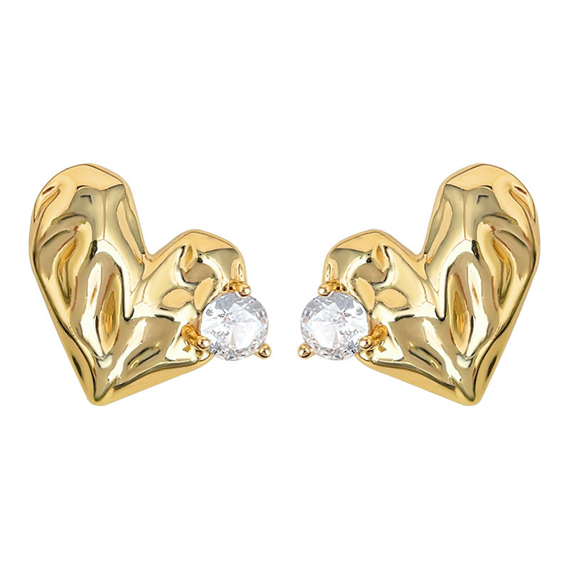 A廠【7152】原創肌理感微鑲鋯石925銀針時尚高級感輕奢風愛心耳飾耳環女
 25.11-4