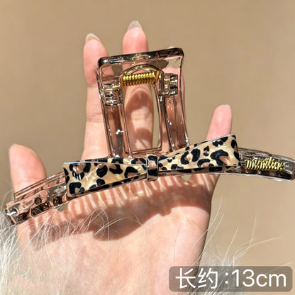 C廠【X532】豹紋蝴蝶結抓夾女高級感2026新款大號髮夾後腦勺髮量大鯊魚夾髮飾 26.07-1「C廠-單筆結帳需滿，NT$500出貨(不含運費)」