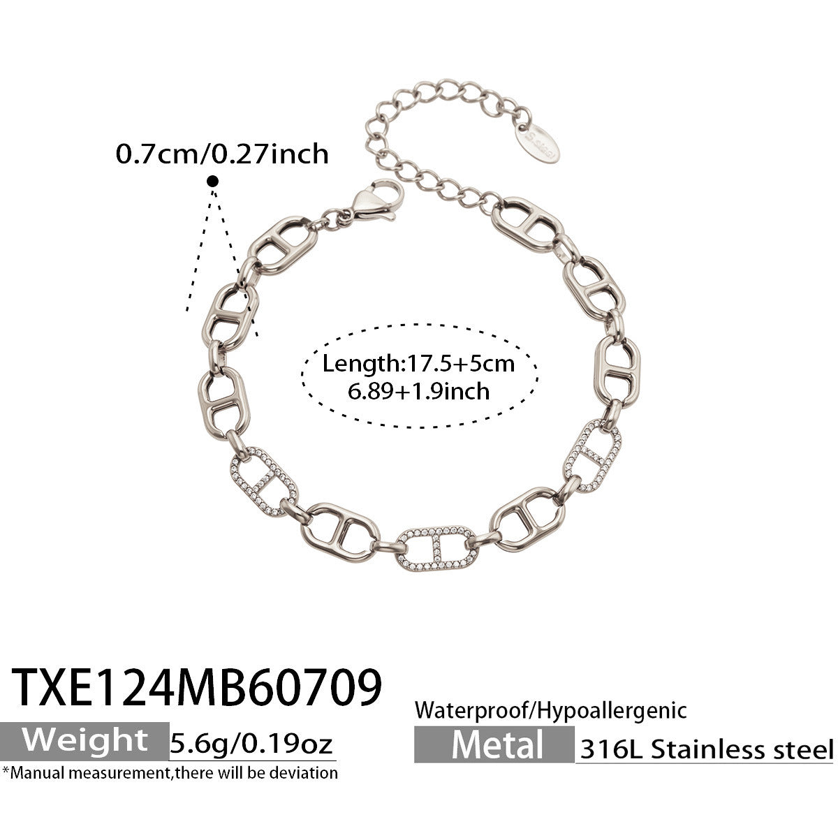 B廠【TXP124】跨境個性高級感日字鋯石項圈不銹鋼鍍18k金 時尚新款手鍊項鍊組合 26.07-3