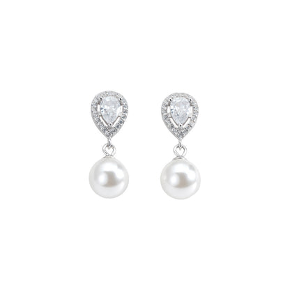 E廠【DQ11519E】法式優雅S925純銀水滴閃鋯耳環女精緻輕奢正圓仿珍珠復古耳飾
 25.09-4