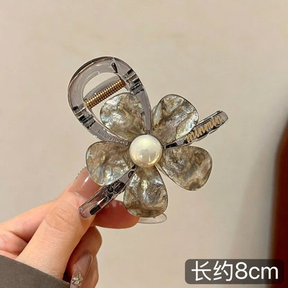 C廠【X398】炫彩細閃花朵抓夾輕奢氣質髮夾後腦勺盤髮鯊魚夾優雅百搭半紮髮飾
 26.06-1「C廠-單筆結帳需滿，NT$500出貨(不含運費)」