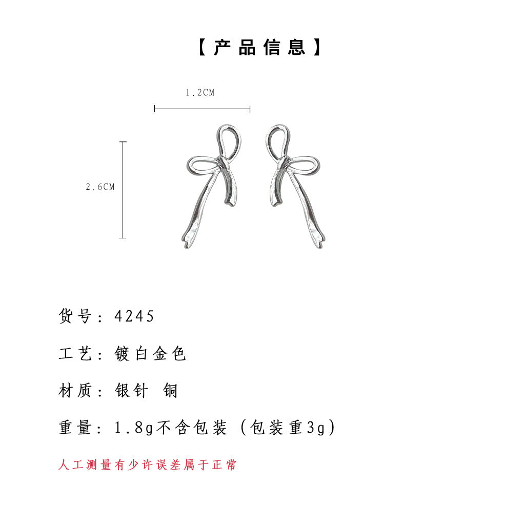 C廠【4245】甜酷風個性液態蝴蝶結耳環女小眾ins網紅2024年全新簡約耳飾 24.06-3