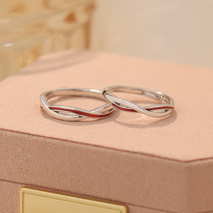 D廠【YC3106R】S999足銀紅線莫比烏斯戒指輕奢小眾開口戒簡約情侶戒指 25.02-2