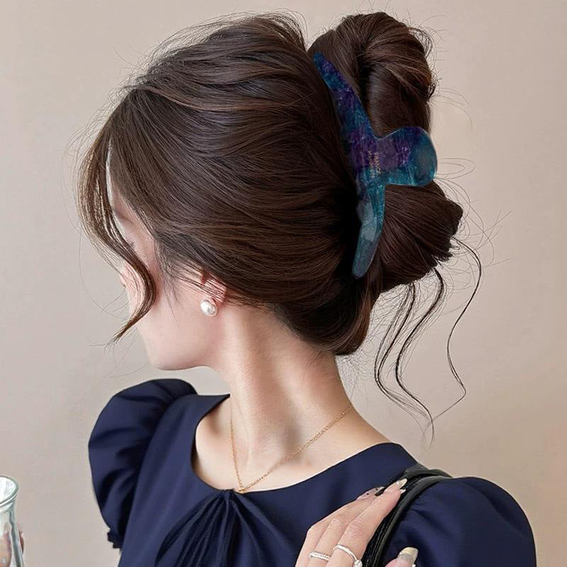 C廠【X116】高級感醋酸暈染中型抓夾女2026新款後腦勺盤髮鯊魚夾髮夾頭飾髮卡
 26.04-3