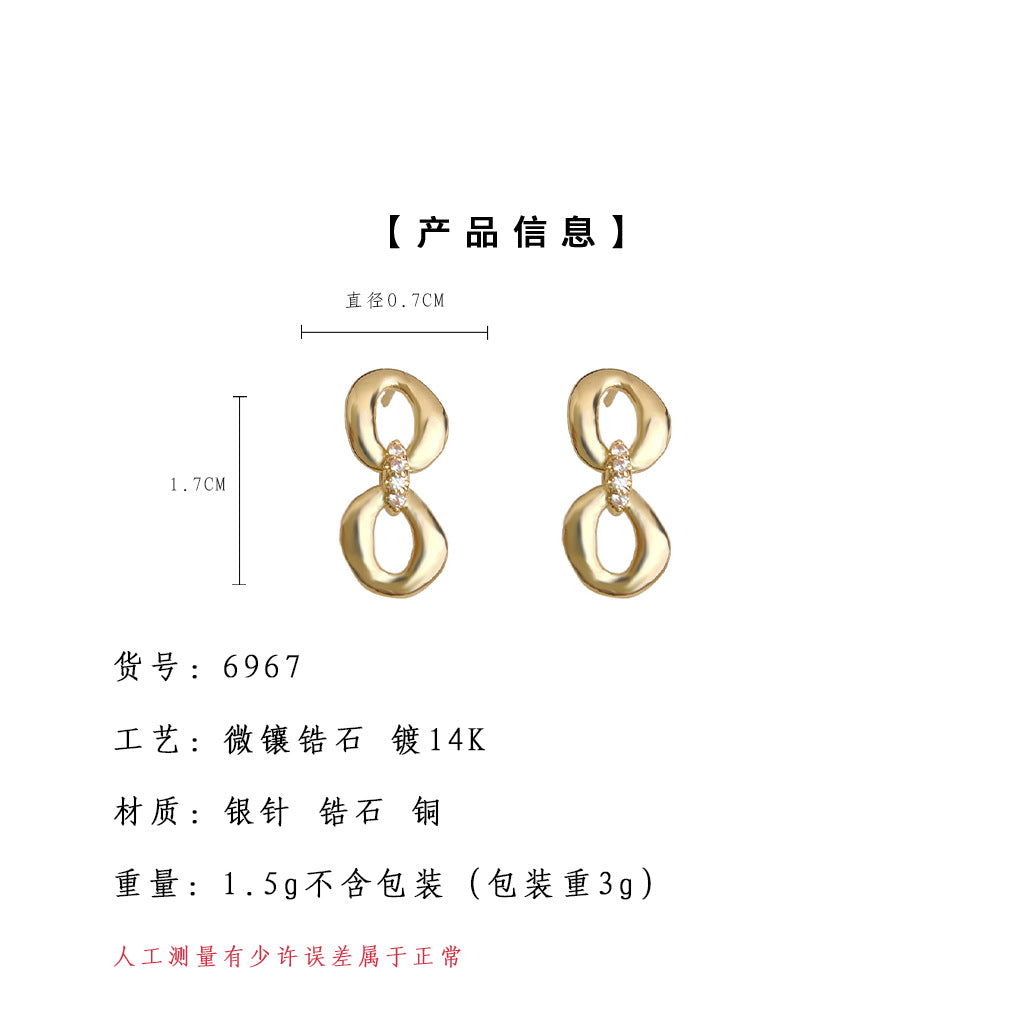 C廠【6967】原創時尚通勤高級感輕奢風微鑲鋯石925銀針鍍14K保色耳環耳飾
 25.10-4