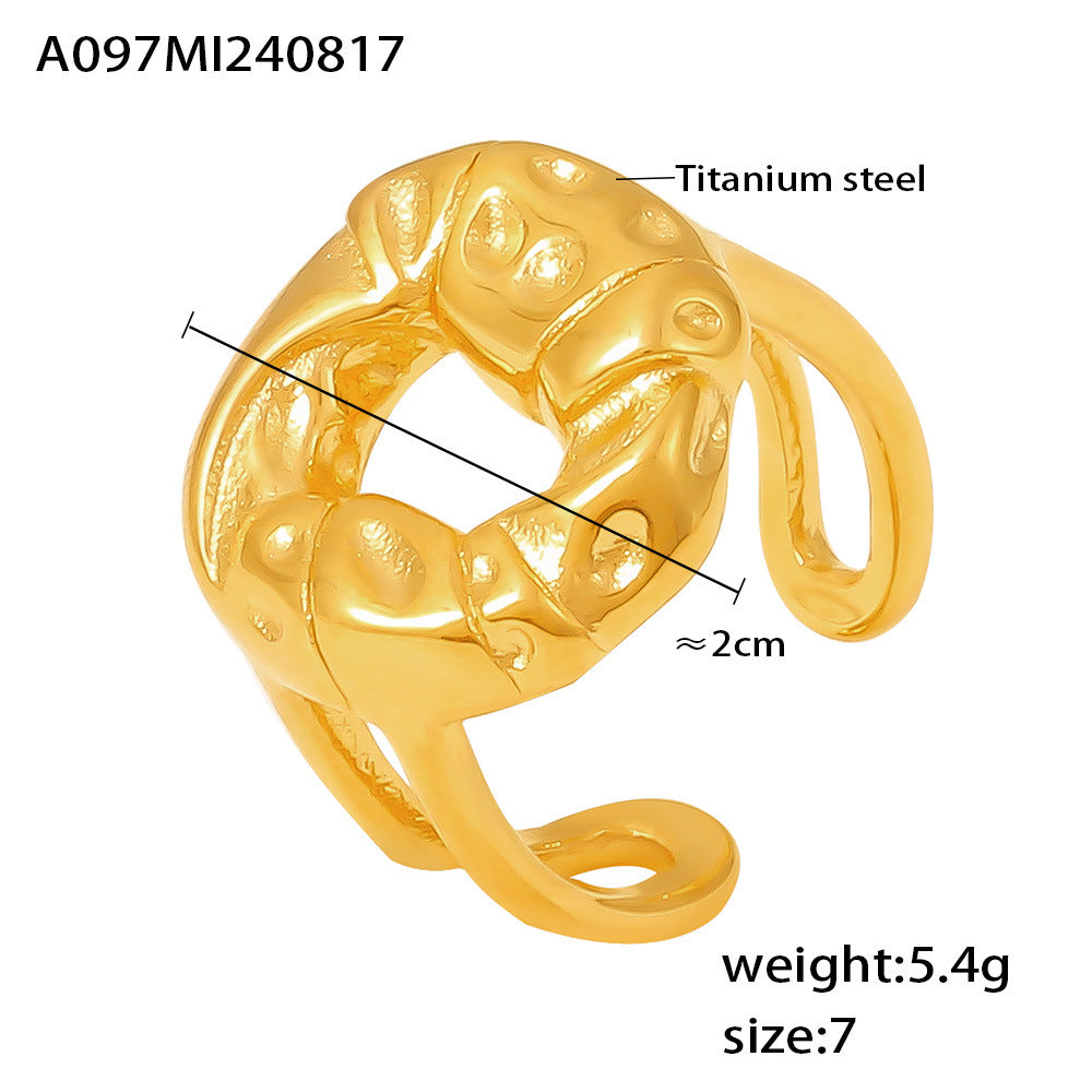 B廠【A097】法式復古設計戒指肌理質感鏤空ins風輕奢感開口食指戒鈦鋼18K 24.08-4