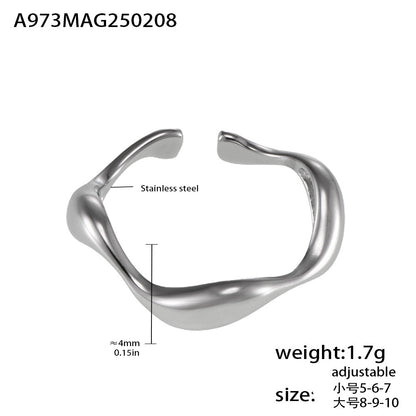 B廠【A973】跨國熱銷手飾 歐美簡約風小眾設計曲線光面戒指女指環食戒 25.02-3