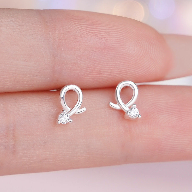 E廠【YC5979E】S999足銀可愛鋯石交叉耳環女氣質甜美文藝法式少女養耳洞耳飾
 25.10-5